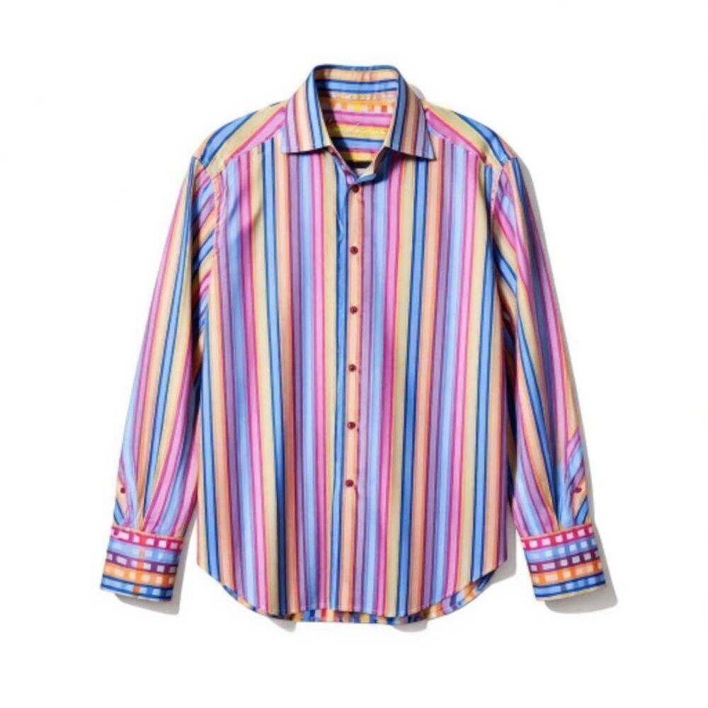 Robert Graham Men's Vibrant Multi Colored Long Sleeve Shirt Size L. Excellent c